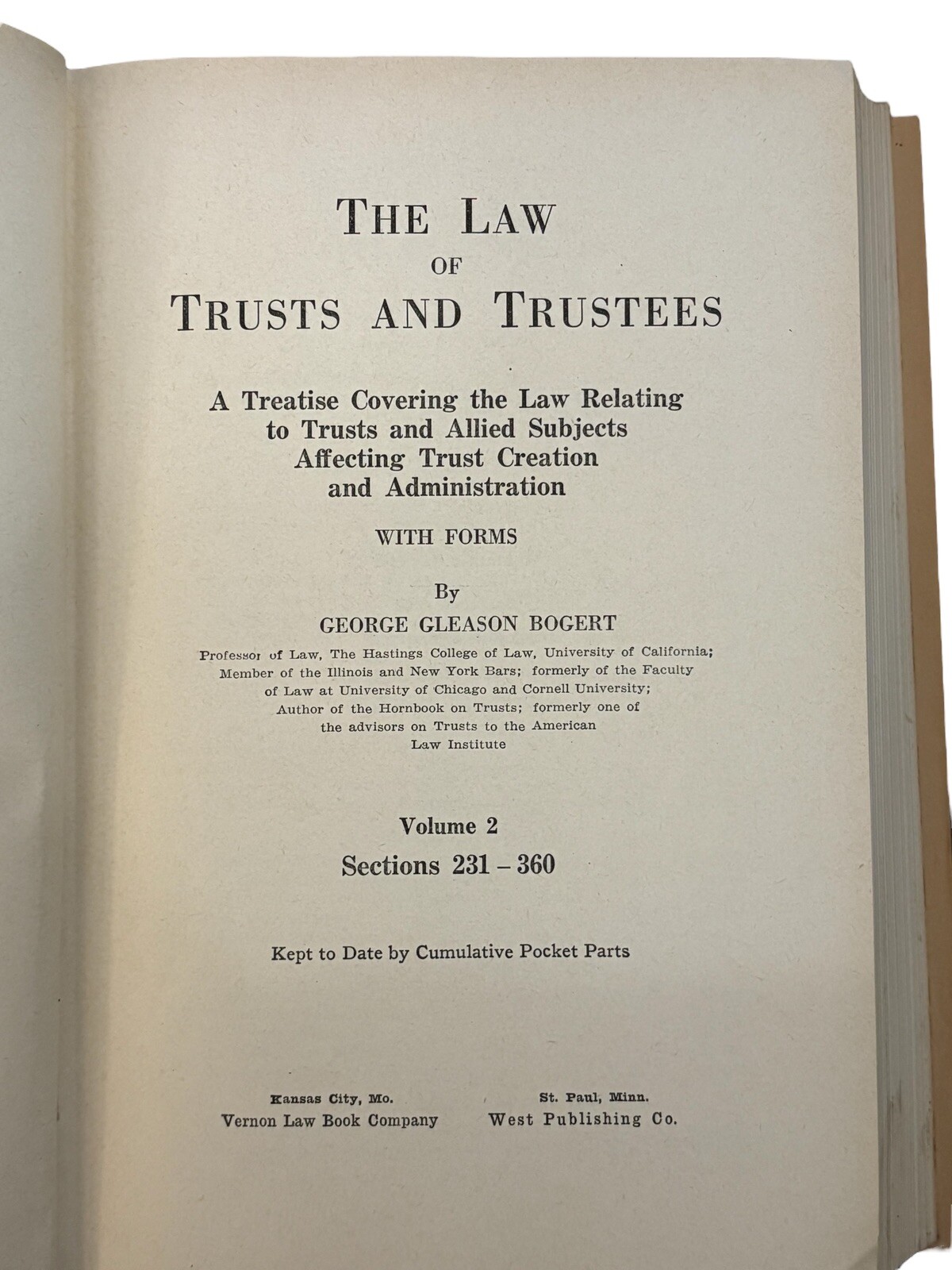 Bogert Trust And Trustees Sections 231 To 360 Copyright 1953