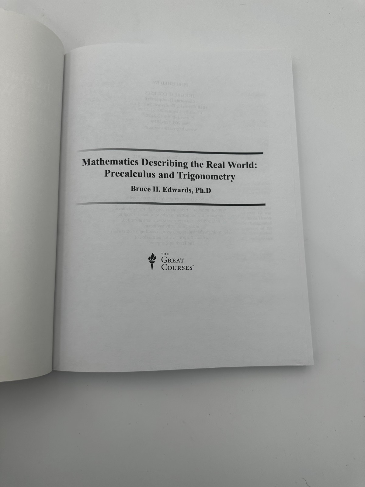 The Great Courses WORKBOOK Mathematics Describing the Real World Precalc & Trig